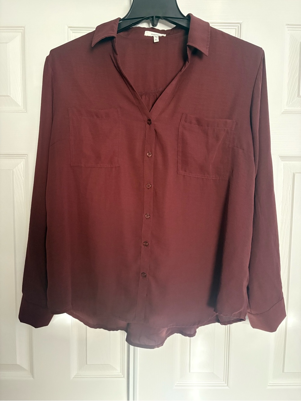 Maurices Women's Burgundy Button-Down Shirt